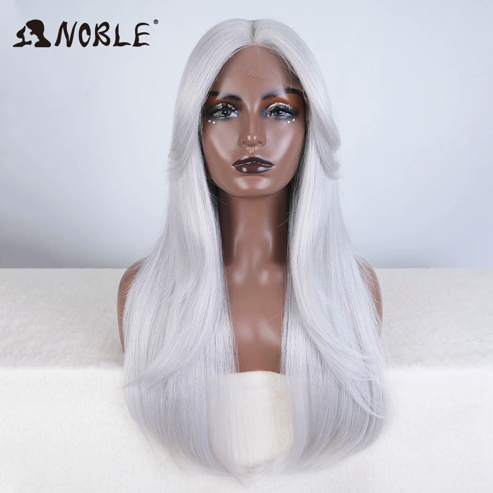 Noble Synthetic Lace Front Wig 26" Straight Ombre lace Cosplay Wig  Lace Part Wig Blonde Wigs For Women Wig synthetic Lace Wig