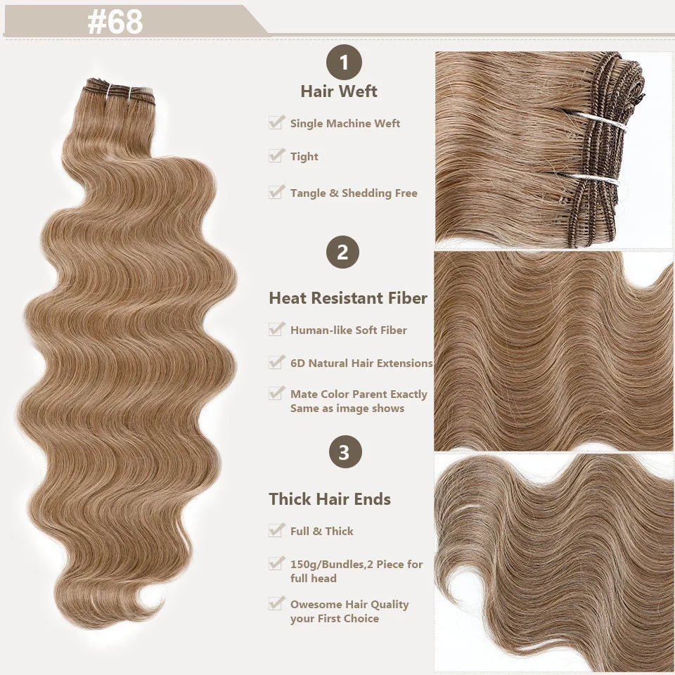 Magicae Highlight Blond 27/613 200grams Bio Body Wave Hair Bundles 30Inches Brown M816 Sliver White Synthetic Hair Extensions