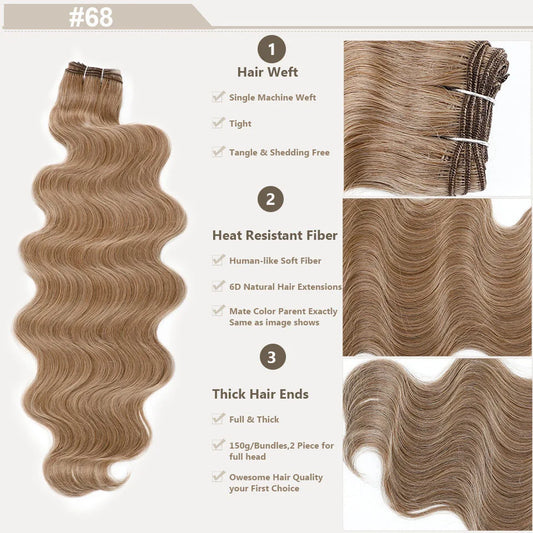 Magicae Highlight Blond 27/613 200grams Bio Body Wave Hair Bundles 30Inches Brown M816 Sliver White Synthetic Hair Extensions