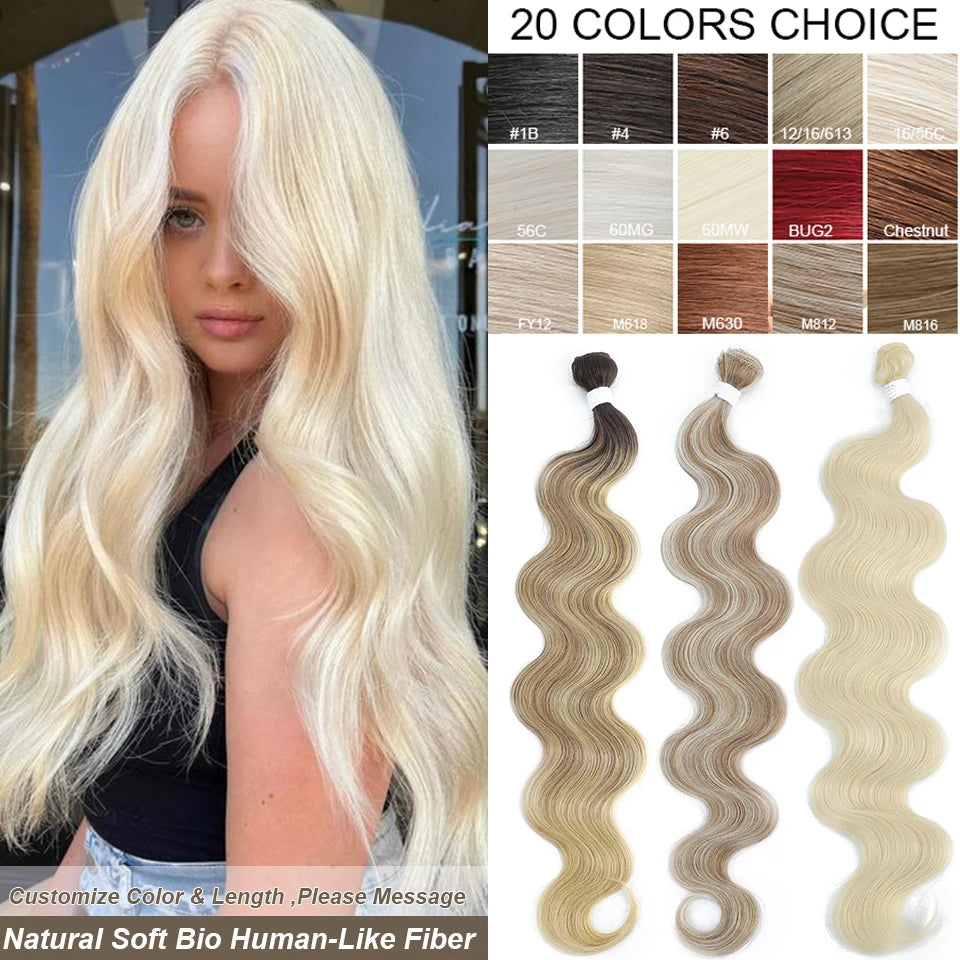 Magicae Ombre Blond 27/613 Body Wave Hair Bundles Soft Natural Bio Fiber Nature Wavy Hair Extensions Wholesale Price For Black