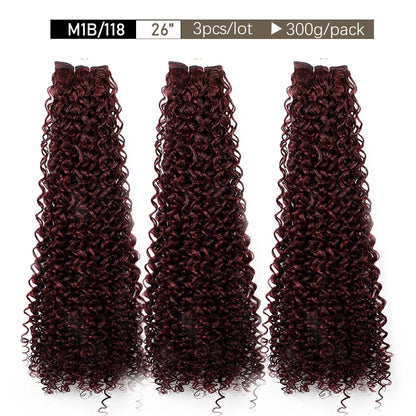 30Inches Water Wave Jerry Curly Synthetic Hair Bundles Heat Resistant Fiber Bio Fiber Soft Natural Black Fake Hair Extensions