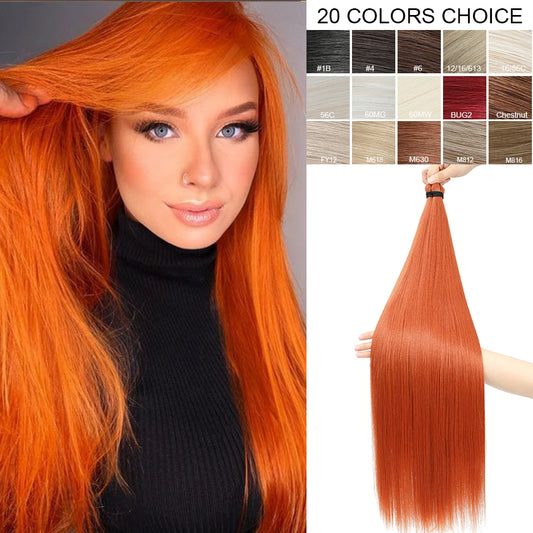 28â€ Ombre Blonde Twist Crochet Braiding Hair Extensions High Temperature Straight Hair Bundle Synthetic Pony Tail Hair For Women