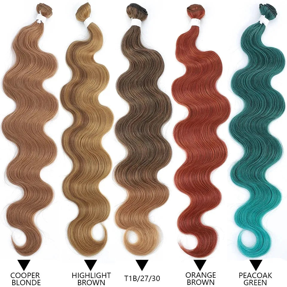 Magicae Ombre Piano Highlight Brown 6/613# Body Wave Hair Bundles 26Inches Sliver White Nature High Synthetic Hair Extensions
