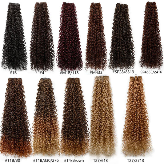 30Inches Ombre Blond 27/613 Kinky Curly Synthetic Hair Extensions Heat Resistant Fiber Bio Human-Like Soft Natural Curly Fake