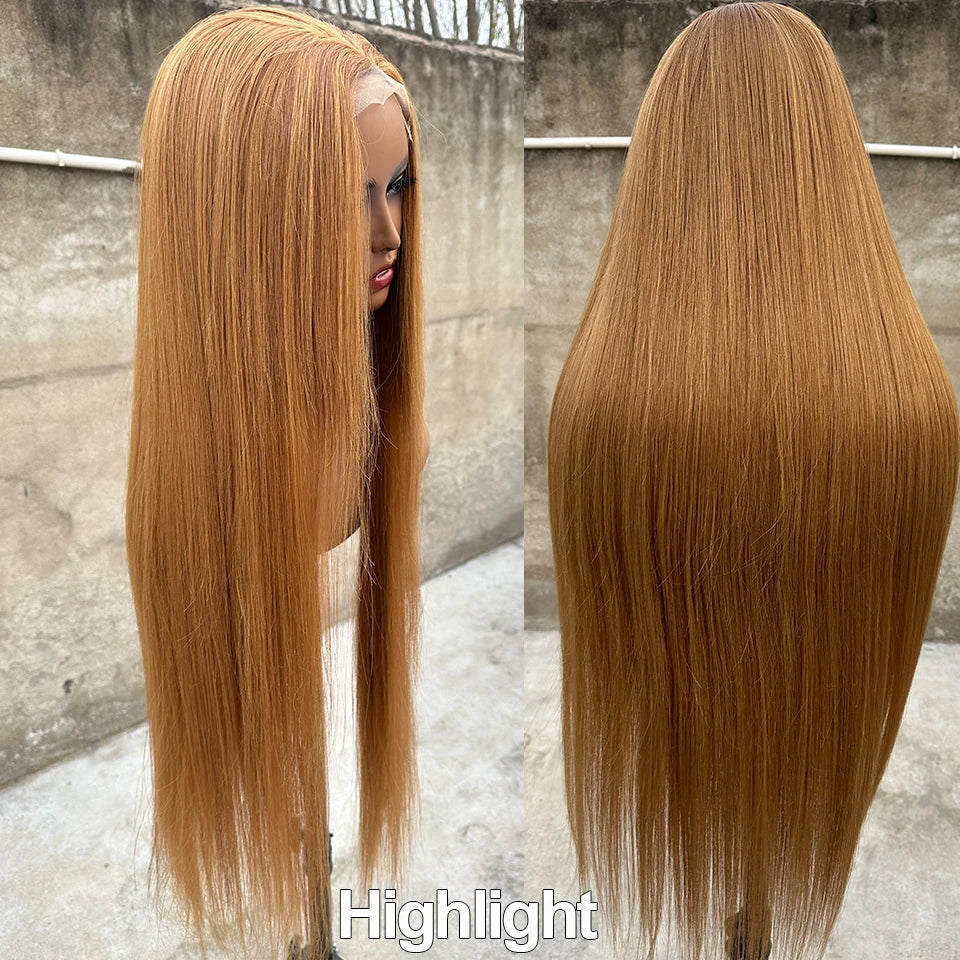 36inch Ombre P27/613 Straight 4X4 Lace Front Wigs Highlight Brown Blon 27/30/613# High Temperature Cosplay Straight Hair Wigs