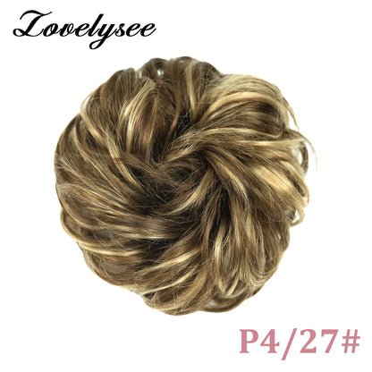 Curly Hair Bun Extensions Elastic Hair Hairpieces Natural Color Chignon Donut Updo Pieces for Women Remy Hair Extensions