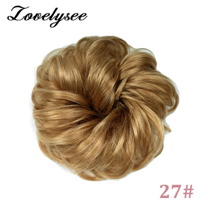 Curly Hair Bun Extensions Elastic Hair Hairpieces Natural Color Chignon Donut Updo Pieces for Women Remy Hair Extensions