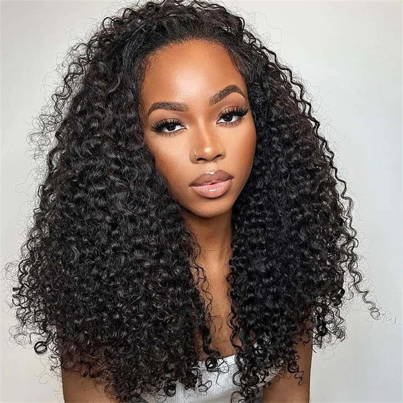 VSHOW Beginner Friendly 3 In 1 Half Wig Human Hair Kinky Curly 3C-4A Machiine Made Invisible Drawstring Glueless Curly Flip Over