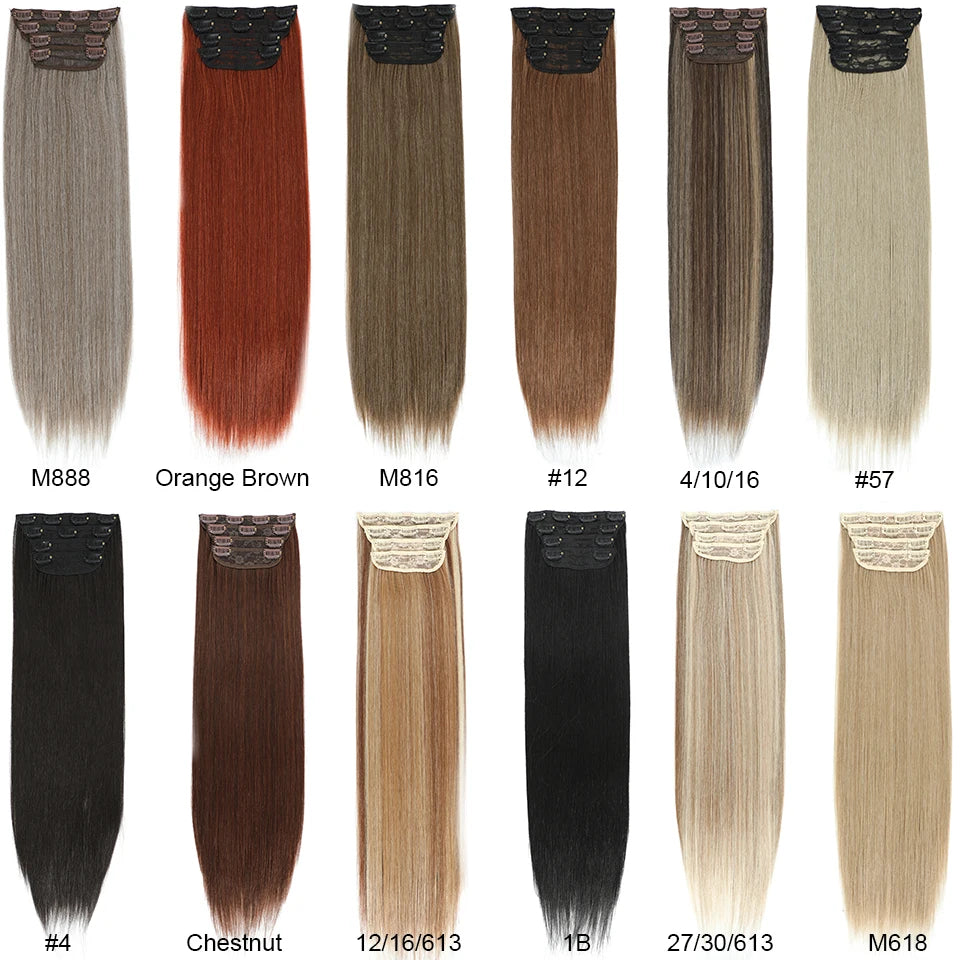 Magicae 24inch 200g Straight Clip in Hair Extensions Blond 27/613 Ombre Brown 4Pcs/pack Natural Bio Human-Like High Temperature