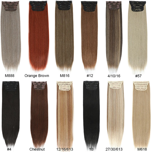 Magicae 24inch 200g Straight Clip in Hair Extensions Blond 27/613 Ombre Brown 4Pcs/pack Natural Bio Human-Like High Temperature