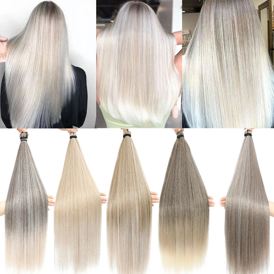 Magicae Crochet Braiding Ombre Blond 27/613 Synthetic Silky Straight Hair Extensions 28 Inches 300Grams 3Pcs/Lot Heat Resistant