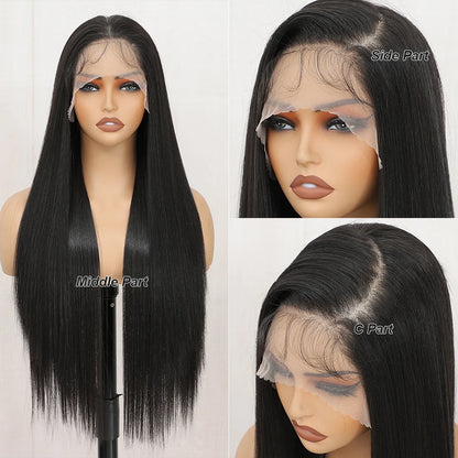 Magicae 220% density13x4 Lace Frontal Synthetic Straight Lace Wig Lace Front Wig Ombre Highlight Brown Blond Colored Hair