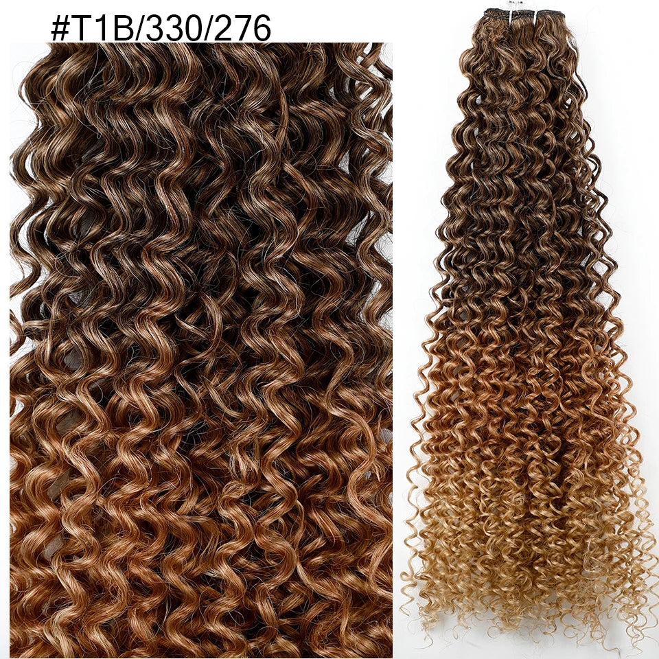 Magicae 30Inch Ombre T1B/30 Jerry Curly Synthetic Hair Extensions Heat Resistant Fiber Water Kinky Curly Human-Like Weave Bundle