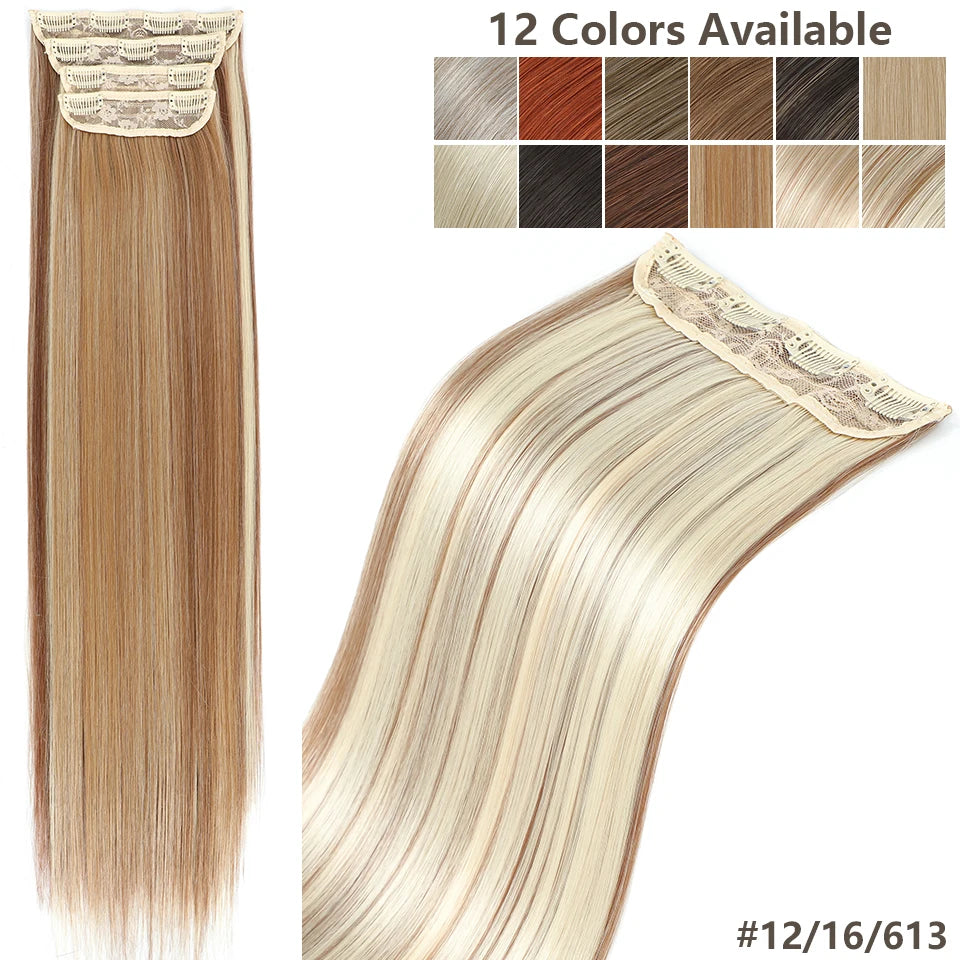 Magicae 24inch 200g Straight Clip in Hair Extensions Blond 27/613 Ombre Brown 4Pcs/pack Natural Bio Human-Like High Temperature