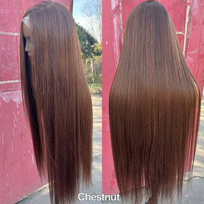 220nsity 4X4 Straight Lace Front Wigs 36 Inch Long Ombre Brown Red Blonde Hightlight Lace Frontal Wigs Cosplay Wig Synthetic