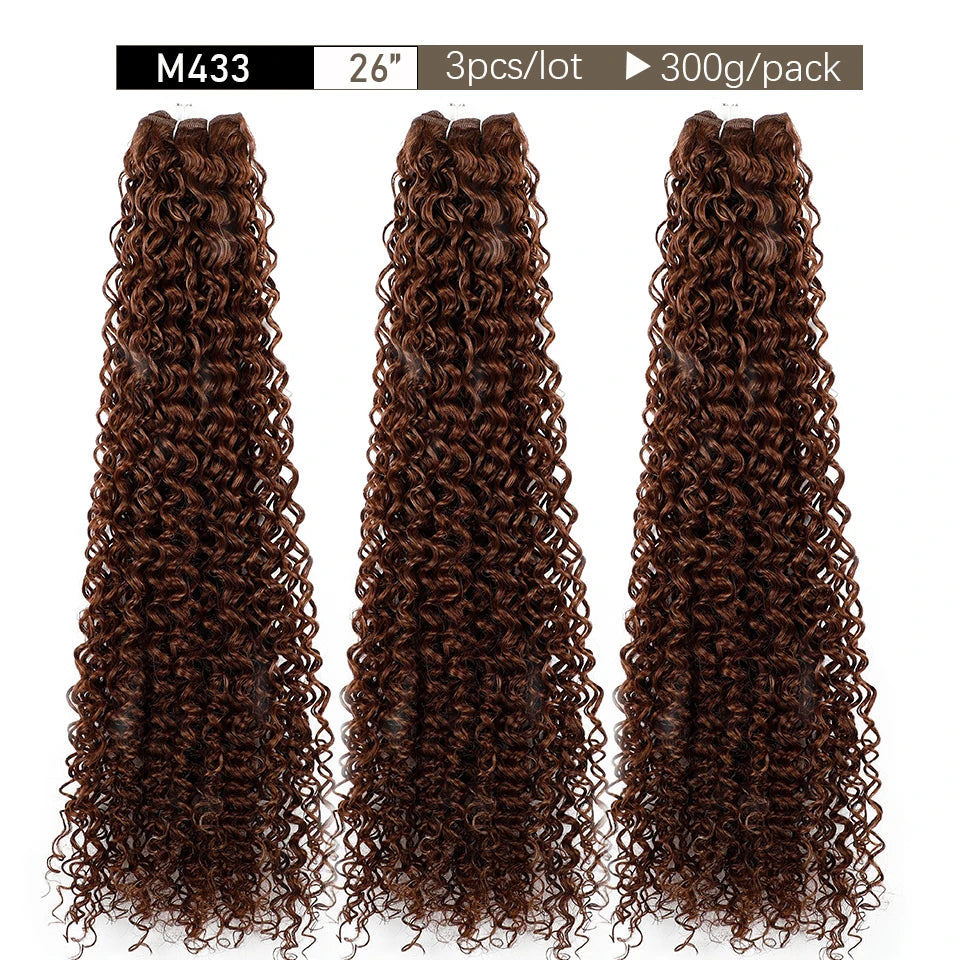 30Inches Water Wave Jerry Curly Synthetic Hair Bundles Heat Resistant Fiber Bio Fiber Soft Natural Black Fake Hair Extensions