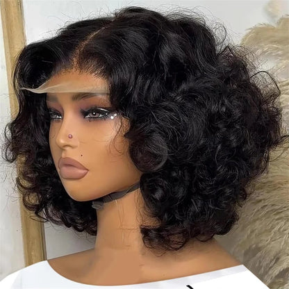 Brazilian Body Wave Short Bob Human Hair 13x4 Transparent Lace Front Human Hair Wigs 4x4 Lace Closure Pre Plucked Frontal Wigs