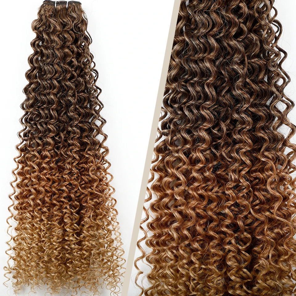 Magicae 30Inches Colored Ombre 30# Kinky Curly Bundles Bio Water Synthetic Blond 27/613 Hair Extensions Heat Resistant Fiber