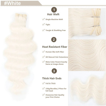 Magicae Ombre Bio Body Wave Hair Bundles 26"/30" Synthetic Hair Extensions Heat Resistant Soft Fiber Hair Weaving