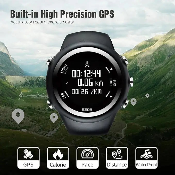 Top Brand EZON T031 Rechargeable GPS Timing Watch Running Fitness Sports Watches Calories Counter Distance Pace 50M Waterproof