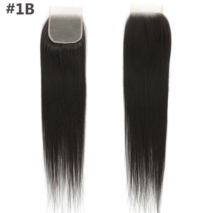 22inches Straight 4X4 Lace Closure Ombre Blond 27/613 Brown High Temperature Synthetic Heat Resistant Fiber Pre-Plucked Closure