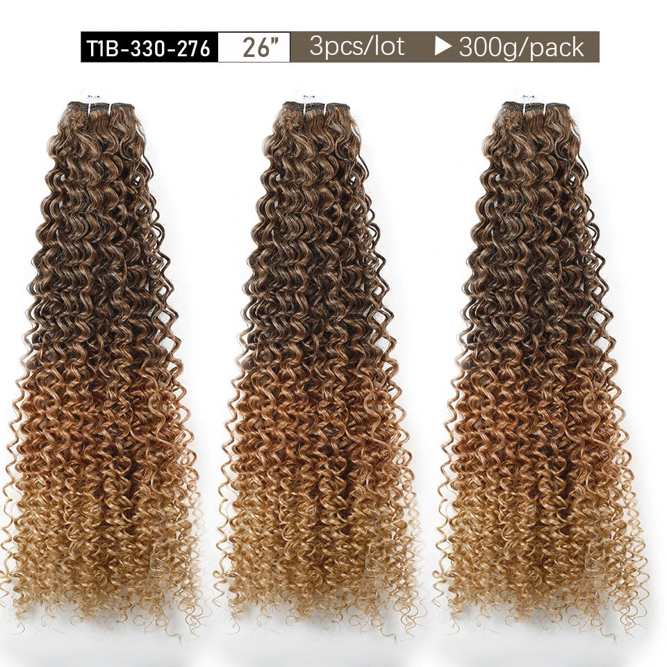 30Inches Water Wave Jerry Curly Synthetic Hair Bundles Heat Resistant Fiber Bio Fiber Soft Natural Black Fake Hair Extensions