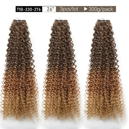 30Inches Water Wave Jerry Curly Synthetic Hair Bundles Heat Resistant Fiber Bio Fiber Soft Natural Black Fake Hair Extensions