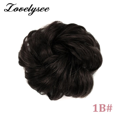 Curly Hair Bun Extensions Elastic Hair Hairpieces Natural Color Chignon Donut Updo Pieces for Women Remy Hair Extensions