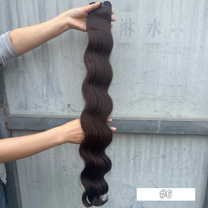 Magicae Dark Brown Brazilian Body Wave Bundles Colored Natural Synthetic Hair Extension High Temperature Brown 26" 30" Thick