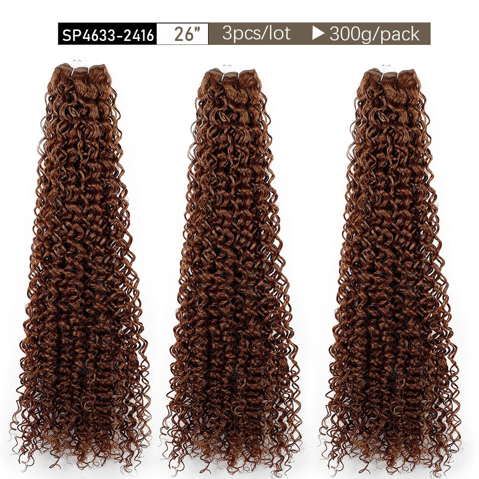 30Inches Water Wave Jerry Curly Synthetic Hair Bundles Heat Resistant Fiber Bio Fiber Soft Natural Black Fake Hair Extensions