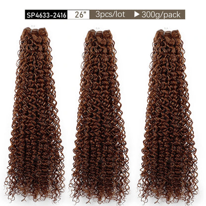 30Inches Water Wave Jerry Curly Synthetic Hair Bundles Heat Resistant Fiber Bio Fiber Soft Natural Black Fake Hair Extensions