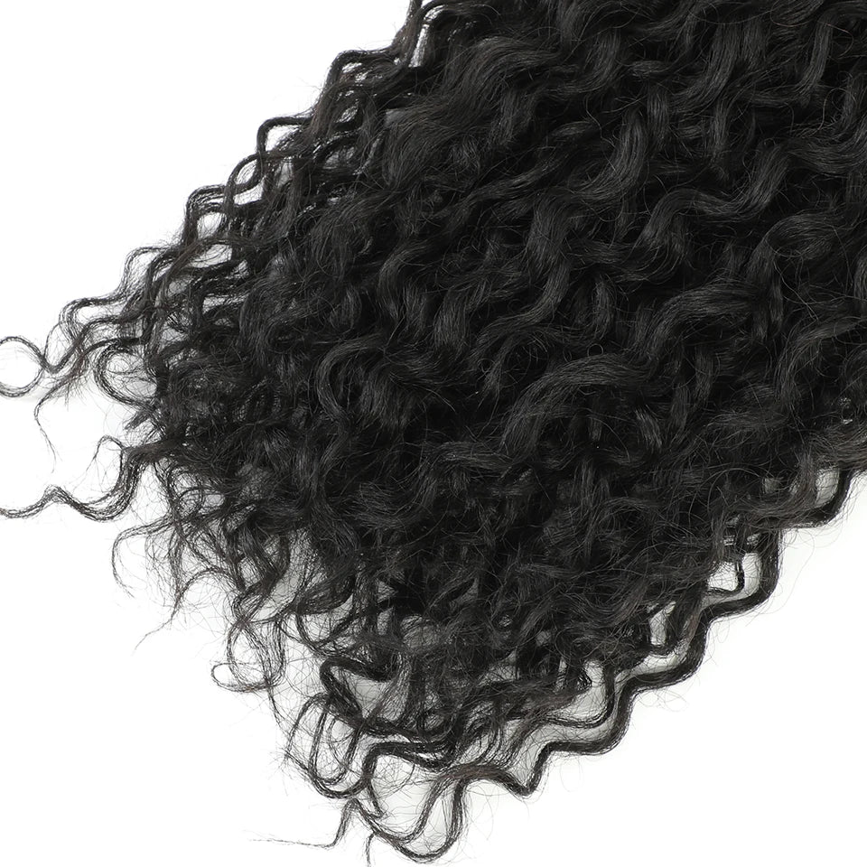 30inches Black Jerry Curly Synthetic Hair Extensions Heat Resistant Fiber Human-Like Soft Kinky Curly Fake Hair Weave Bundles