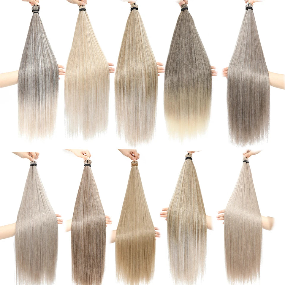 28Inches 3Pcs 300grams Braids Crochet Twist Silky Straight Orange Brown P12/16/613 Braiding Hair Extension Synthetic Hair Ombre