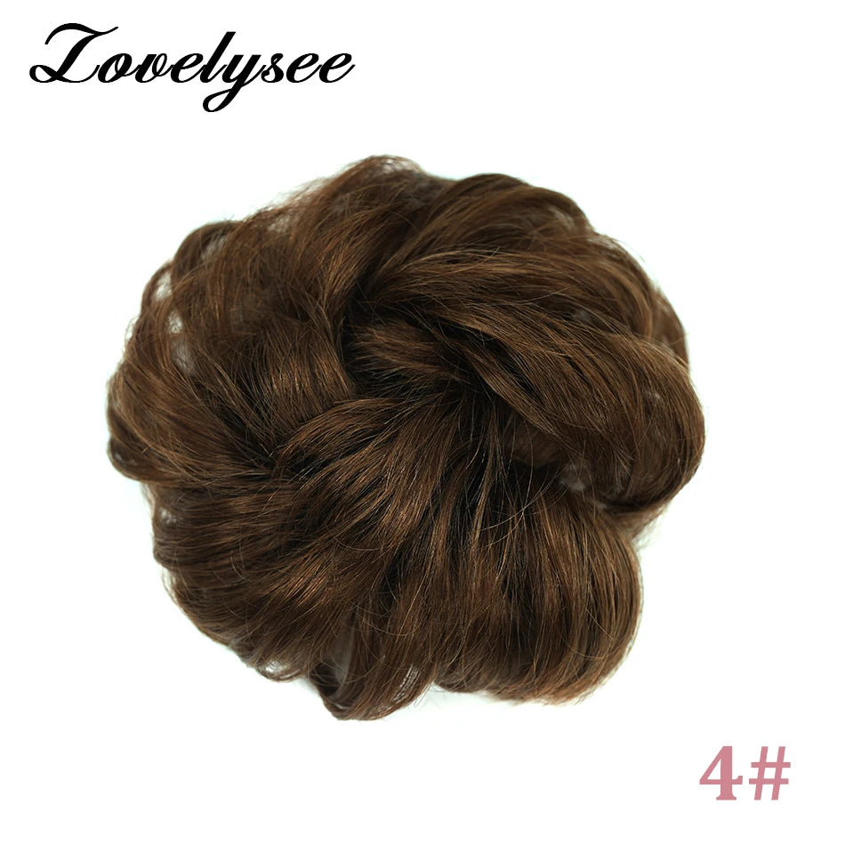 Curly Hair Bun Extensions Elastic Hair Hairpieces Natural Color Chignon Donut Updo Pieces for Women Remy Hair Extensions
