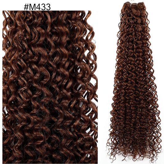 30Inches Chocolate Brown Jerry Curly Synthetic Hair Extensions Highlight Ombre 27/613 Heat Resistant Fiber Bio Soft Natural Curl