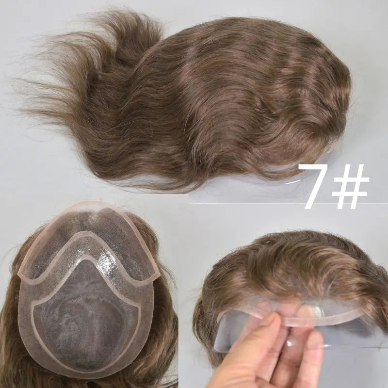 Human Hair Toupee For Men Thin Skin PU 8*10 Straight Hair Mens Wigs T4/613 Blonde Hair Replacement For Men Human Hair System