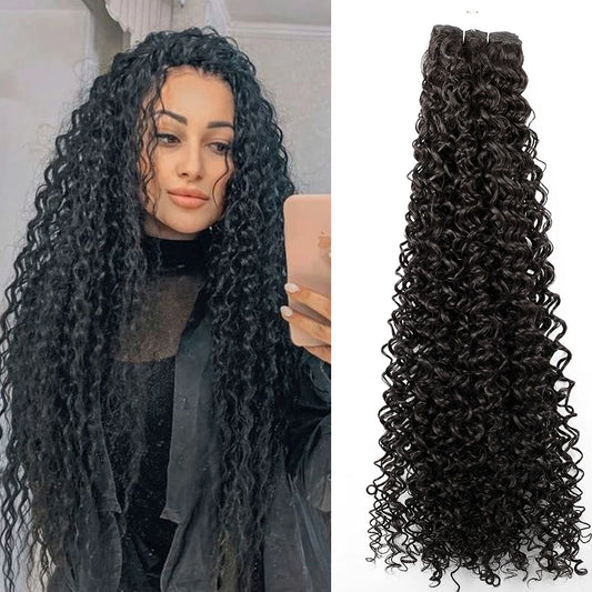 30Inches Water Wave Jerry Curly Synthetic Hair Bundles Heat Resistant Fiber Bio Fiber Soft Natural Black Fake Hair Extensions