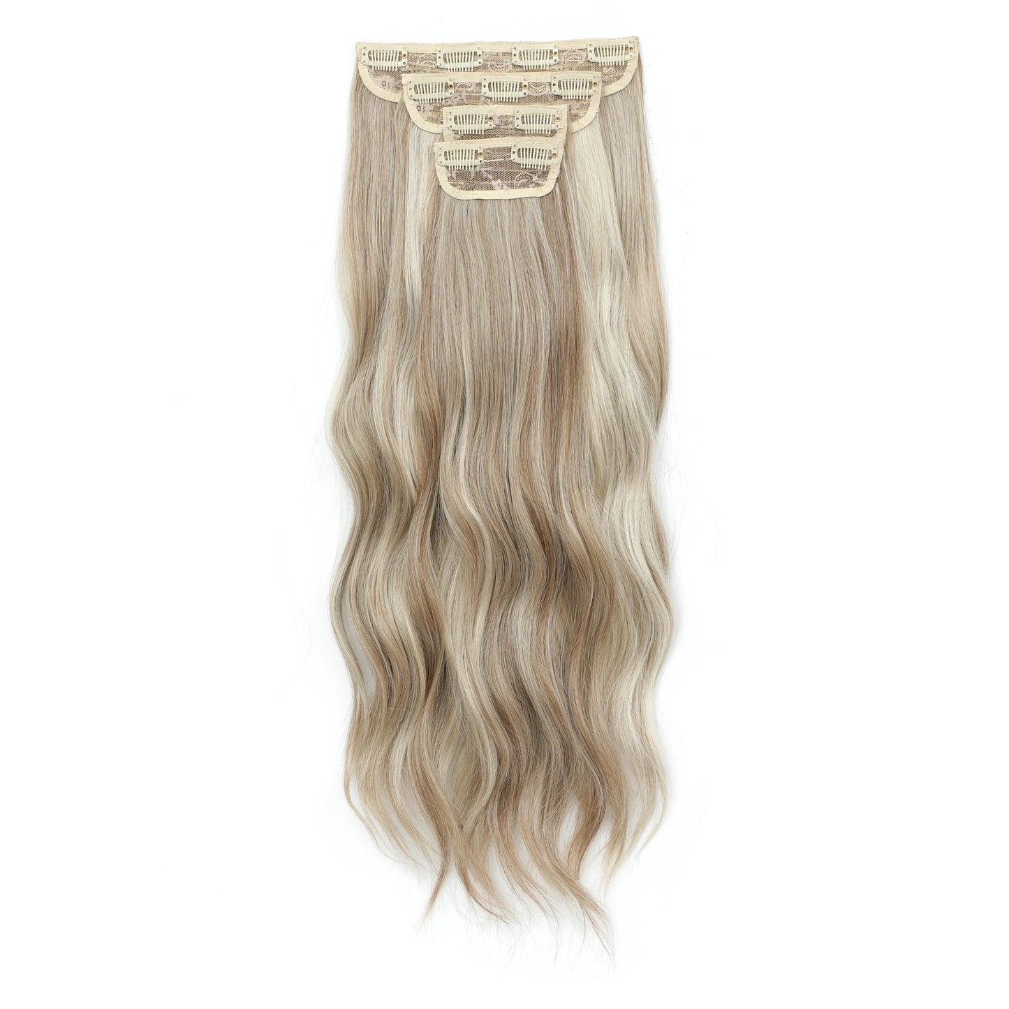 24Inch 61cm Clip IN Body Wave Synthetic Wavy Ombre Blond 27/613 White Clip In Hair Extensions 4Pcs/lot 220g Heat Resistant Fiber