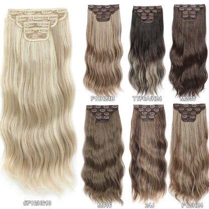 24Inches Blonde 27/613 Bio Synthetic Body Wavy 220grams Ombre Brown M888# Clip In Hair Extensions 4Pcs/lot Sliver White 613#