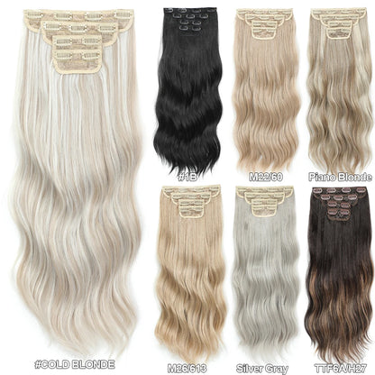 24Inches Blonde 27/613 Bio Synthetic Wavy 220grams Ombre Brown 816# Clip In Hair Extensions 4Pcs/lot Sliver White Heat Resistant