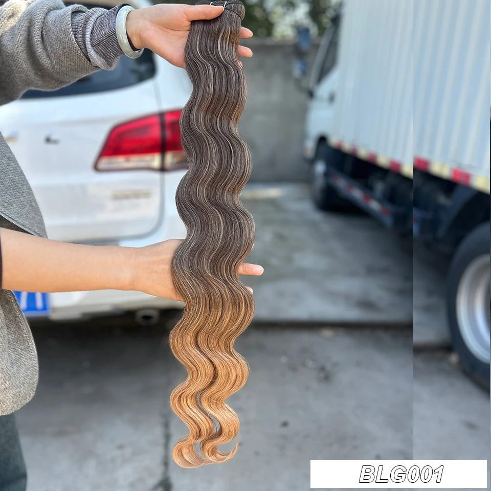 30Inches Ombre Chocolate Brown 6# Blond 613 Body Wave Bundles Soft Nature Synthetic Bio Human-Like Hair Extension Heat Resistant