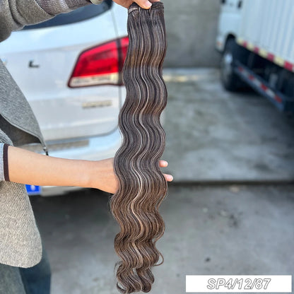 30Inches Ombre Chocolate Brown 6# Blond 613 Body Wave Bundles Soft Nature Synthetic Bio Human-Like Hair Extension Heat Resistant