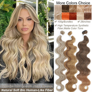 Perstar Body Wave Bundles Synthetic Hair Weave Bundles Hair Body Wave Ponytail Hair Bundles 26 Inch