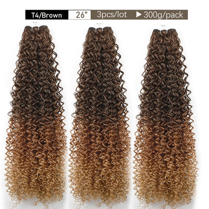30Inches Water Wave Jerry Curly Synthetic Hair Bundles Heat Resistant Fiber Bio Fiber Soft Natural Black Fake Hair Extensions