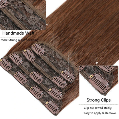 Brown 24inch Straight Clip in Hair Extensions 4Pcs/pack 200g Nature 613 Bio Human-Like Blond High Temperature Fiber Hairpieces