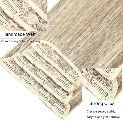 Black #1B Clip In Hair Extensions 4Pcs/lot Heat Resistant Soft Natural Bio Human-Like Matte Color Straight Hairpiece For Women
