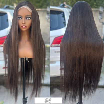 36inch Ombre P27/613 Straight 4X4 Lace Front Wigs Highlight Brown Blon 27/30/613# High Temperature Cosplay Straight Hair Wigs