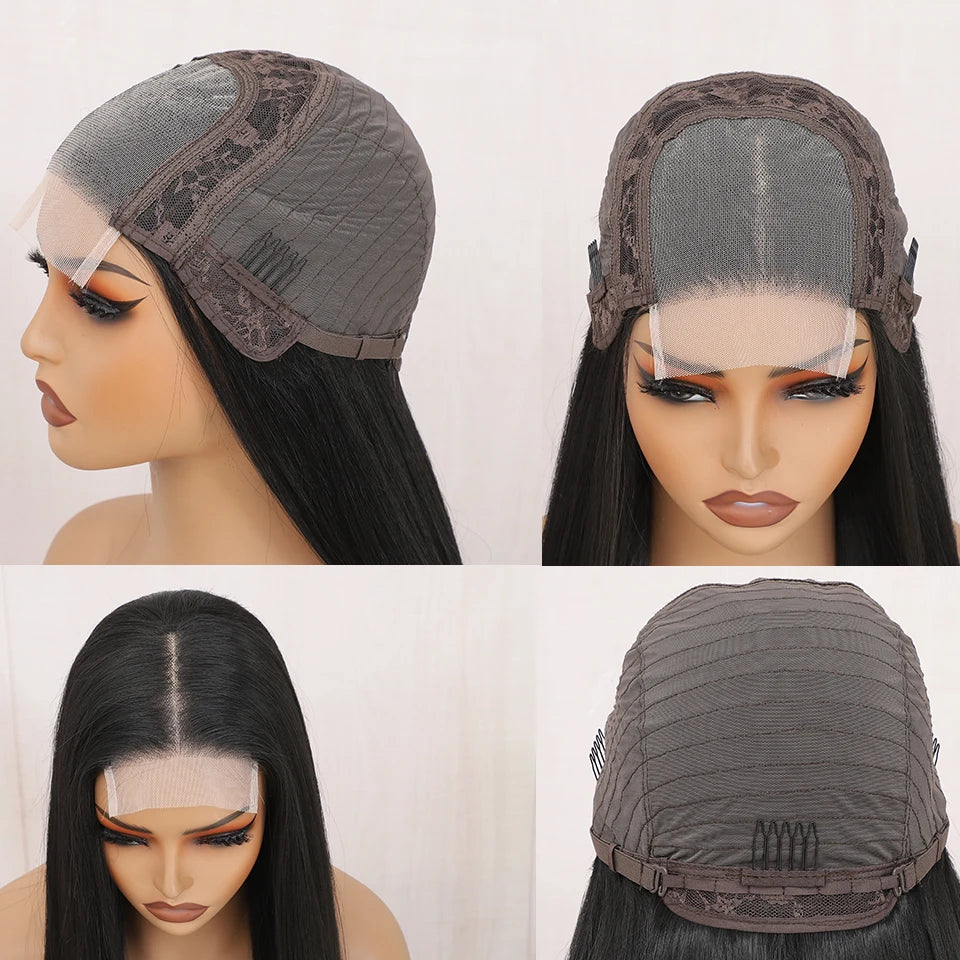 220nsity 4X4 Straight Lace Front Wigs 36 Inch Long Ombre Brown Red Blonde Hightlight Lace Frontal Wigs Cosplay Wig Synthetic