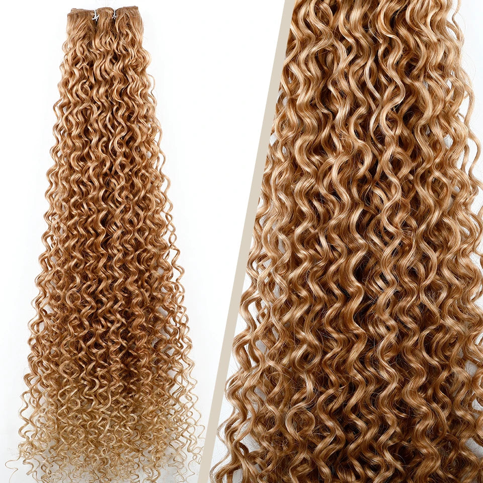 Magicae 30Inches Colored Ombre 30# Kinky Curly Bundles Bio Water Synthetic Blond 27/613 Hair Extensions Heat Resistant Fiber
