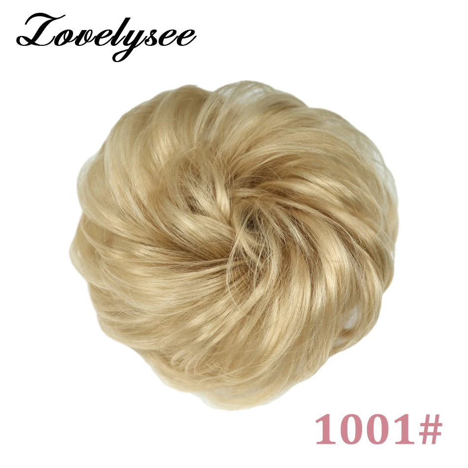 Curly Hair Bun Extensions Elastic Hair Hairpieces Natural Color Chignon Donut Updo Pieces for Women Remy Hair Extensions